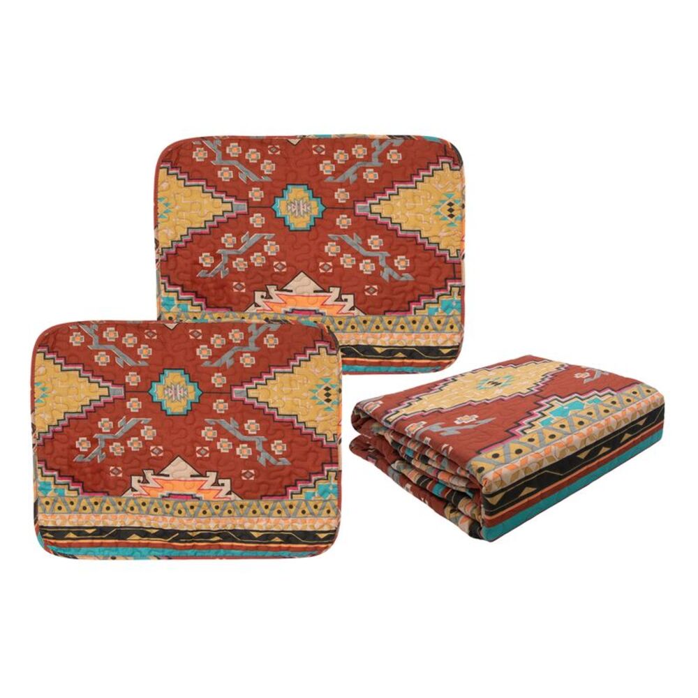 Canyon Sky 3pc Southwestern Geo Quilted Bedding Set Boho Western Queen Size